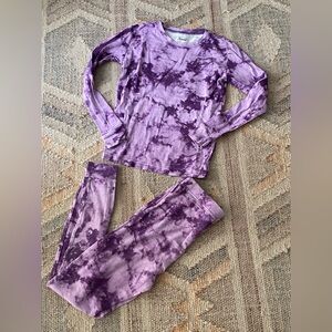 Leveret Purple Kids Mix Tie Die Long Sleeve Cotton Pajamas - Sz 12 years